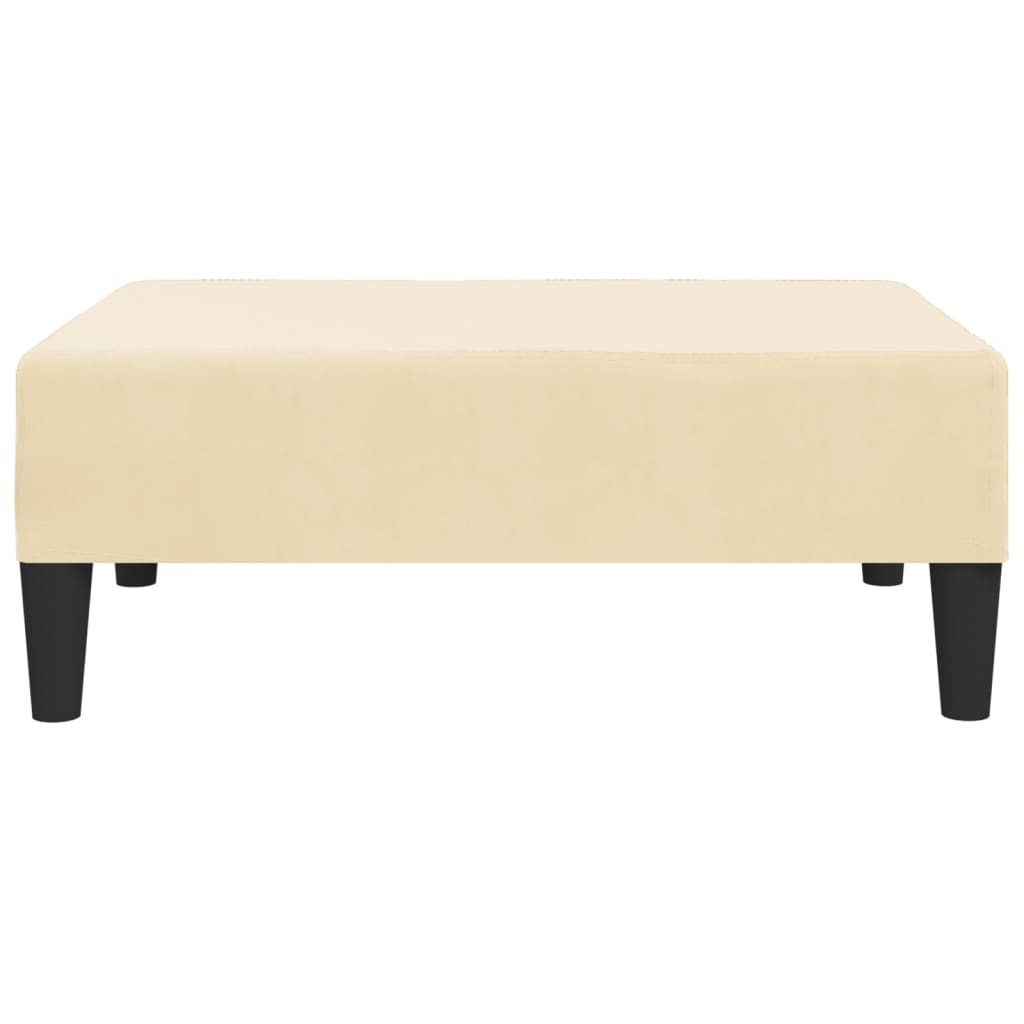 2-местен диван с две възглавници и табуретка, кремав, кадифе