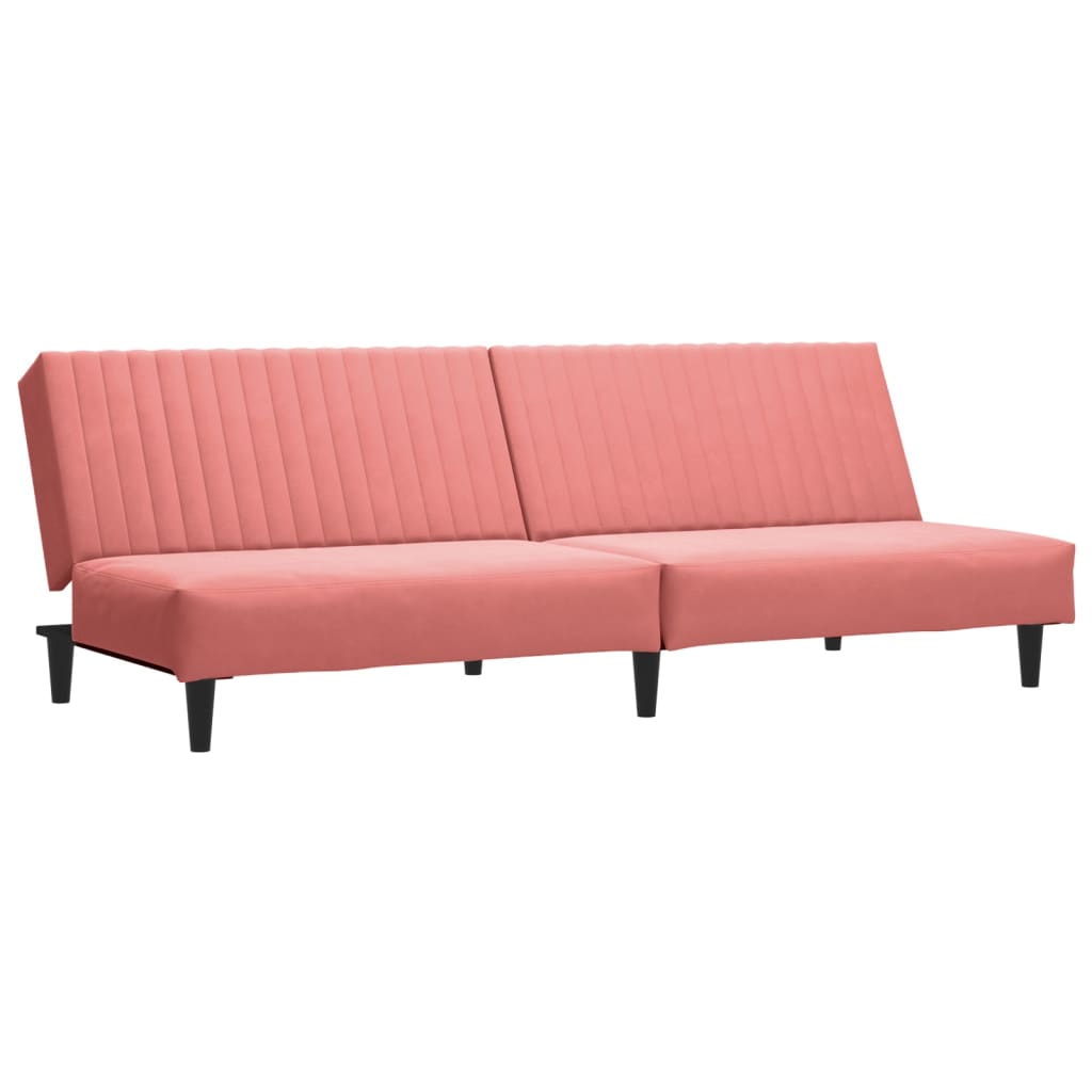 kétszemélyes rózsaszín bársony kanapéágy lábtartóval