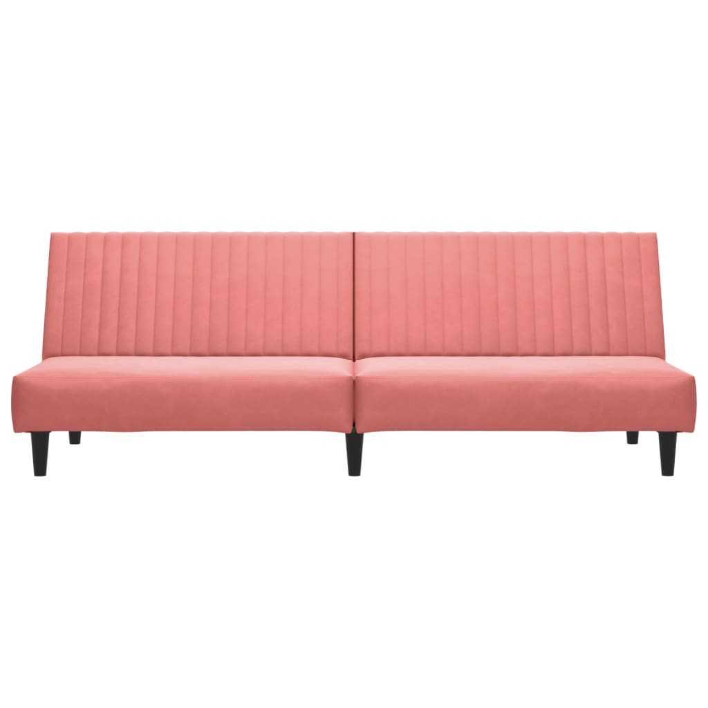 kétszemélyes rózsaszín bársony kanapéágy lábtartóval