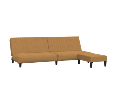 vidaXL 2-местен диван с табуретка, кафяв, кадифе