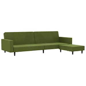 vidaXL Dvivietė sofa-lova su pakoja, &scaron;viesiai žalios spalvos, aksomas