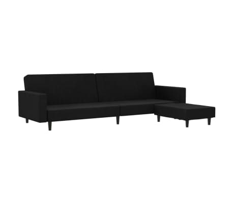 vidaXL 2-местен диван с табуретка, черен, кадифе