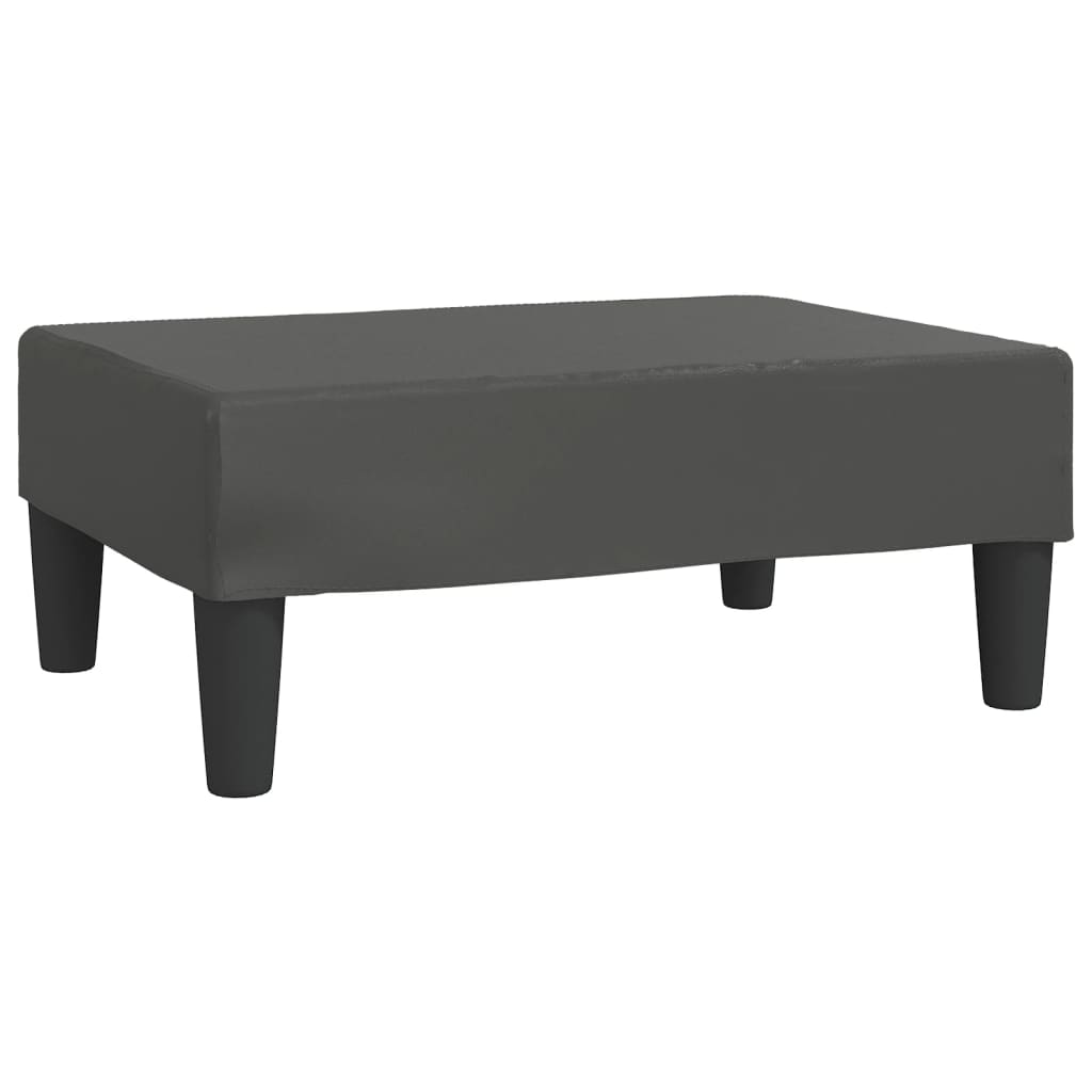 2-местен диван с табуретка, сив, изкуствена кожа