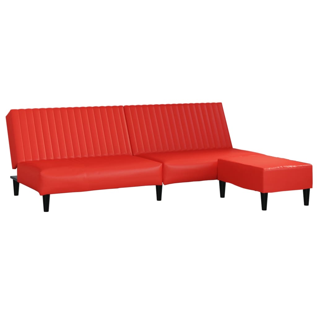 vidaXL Canapé-lit à 2 places avec repose-pied Rouge Similicuir