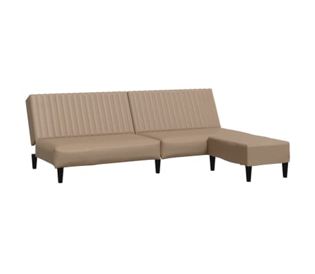 vidaXL 2-местен диван с табуретка, капучино, изкуствена кожа