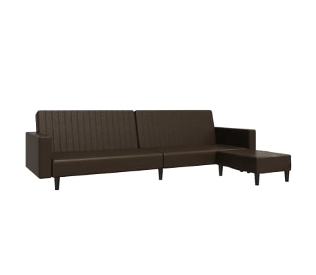 vidaXL Dvivietė sofa-lova su pakoja, rudos spalvos, dirbtinė oda