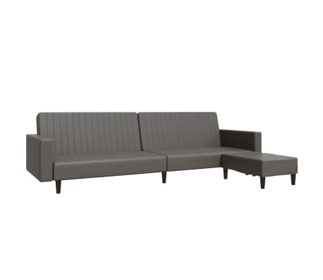 vidaXL Dvivietė sofa-lova su pakoja, pilkos spalvos, dirbtinė oda