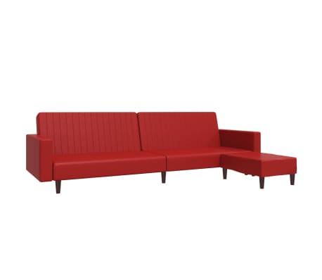 vidaXL 2-местен диван с табуретка виненочервен изкуствена кожа