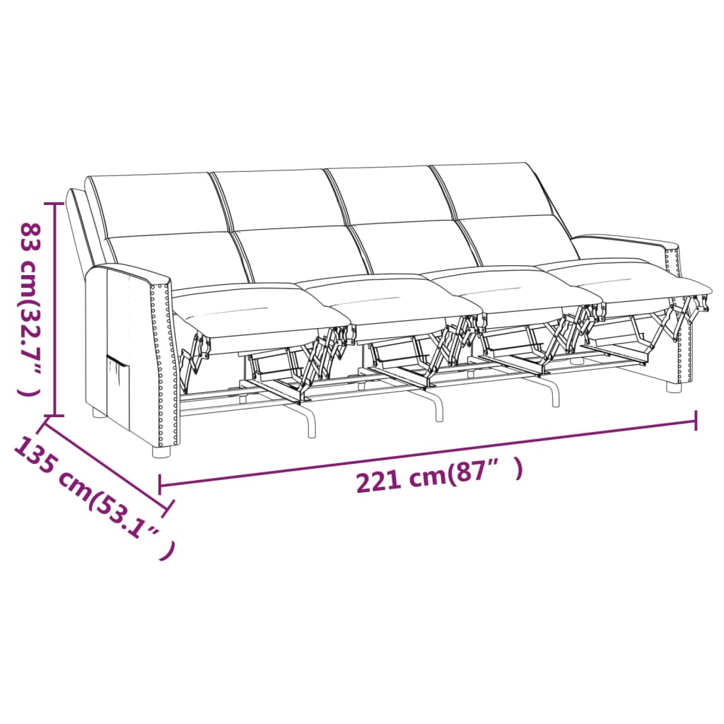 Fotoliu rabatabil cu 4 locuri, roșu vin, piele ecologică