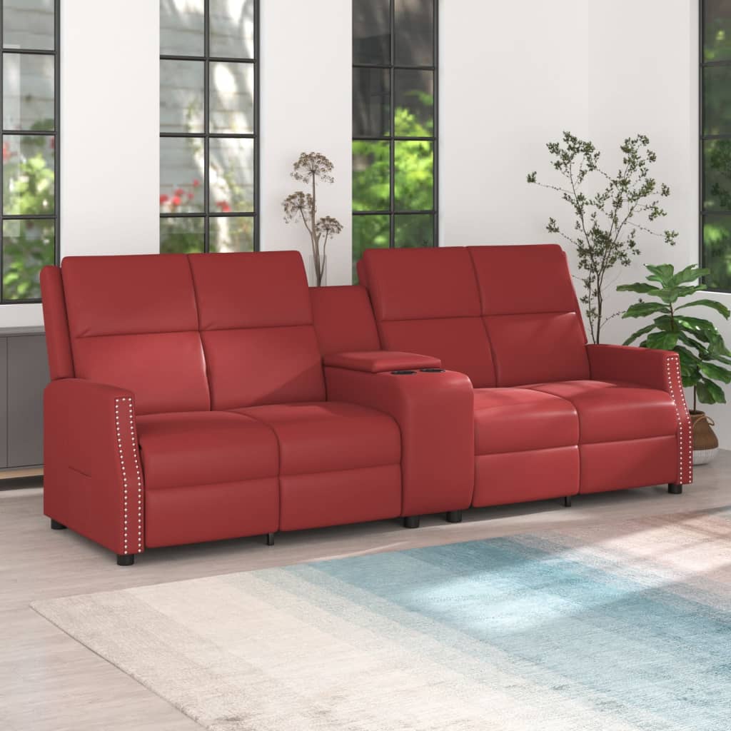 vidaXL Fauteuil inclinable porte-gobelet 4 places Bordeaux Similicuir