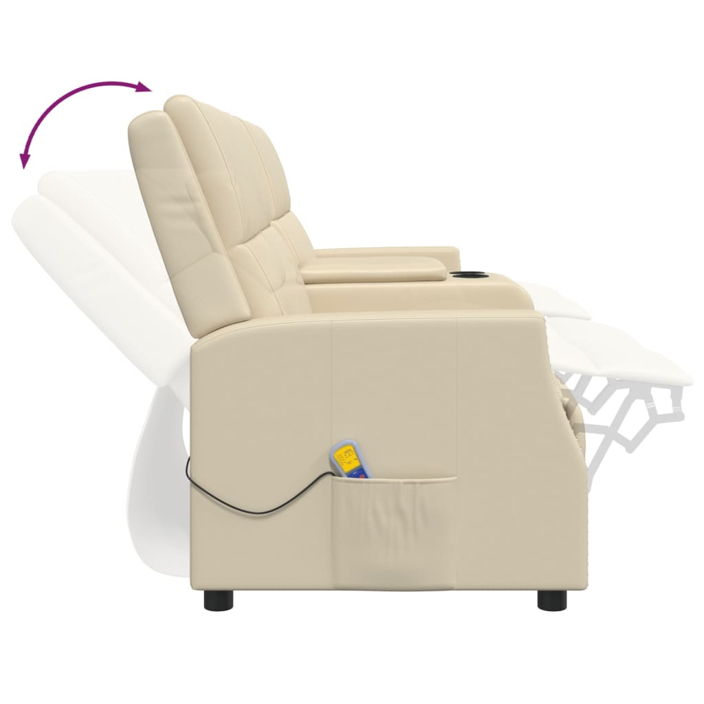 

vidaXL Massagestoel 4-zits verstelbaar kunstleer crèmekleurig
