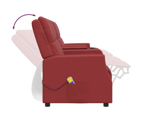 vidaXL četrvietīgs masāžas krēsls, vīnsarkana mākslīgā āda