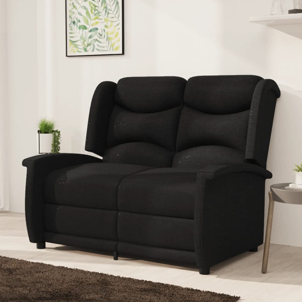 3083989 vidaXL 2-seater Reclining Chair Black Fabric (338866+339148)