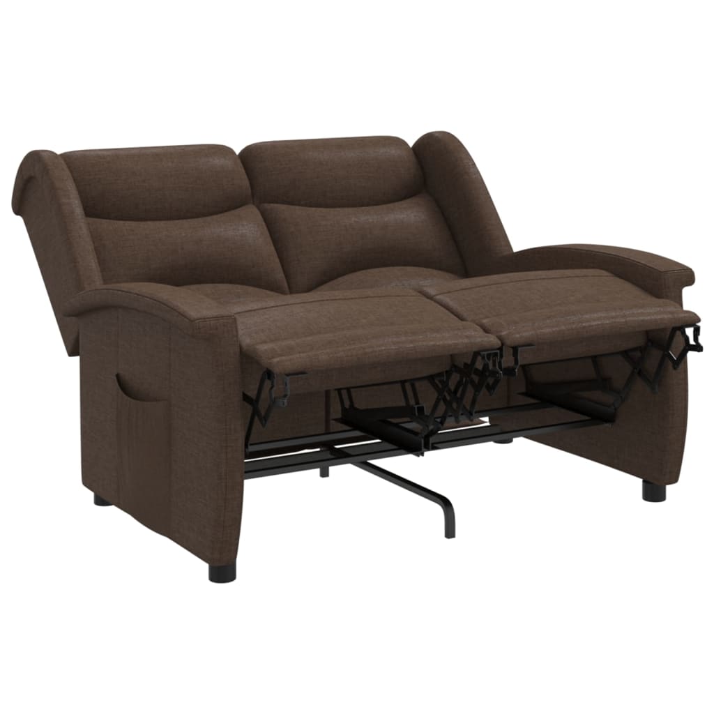 Fotoliu rabatabil cu 2 locuri, maro, material textil