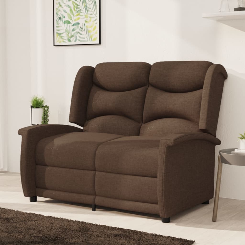 3083991 vidaXL 2-seater Reclining Chair Brown Fabric (338868+339150) vidaXL