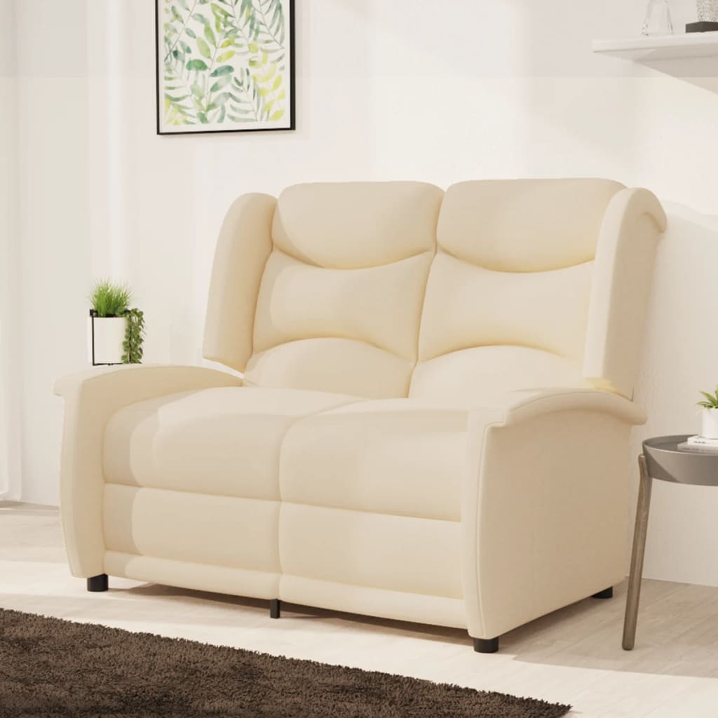 3083993 vidaXL 2-seater Reclining Chair Cream Fabric (338873+339152)
