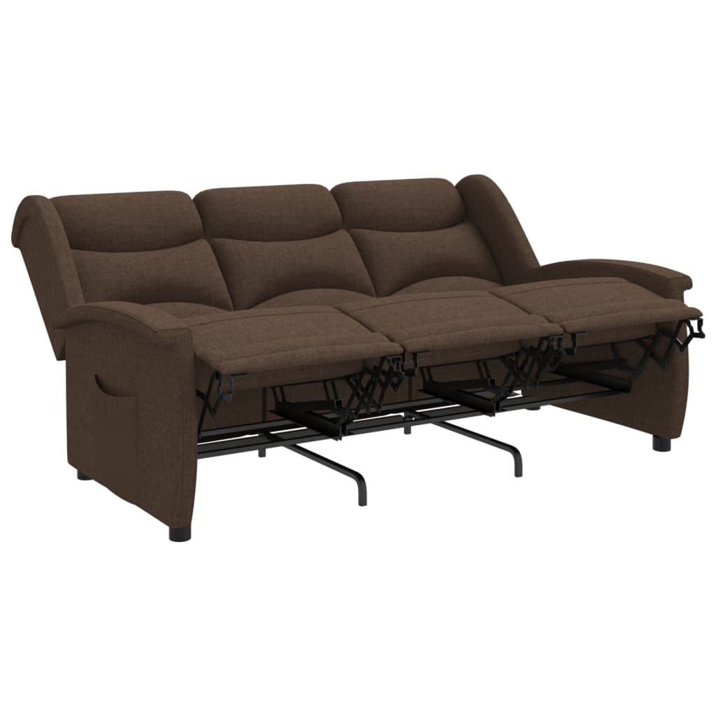 Fotoliu rabatabil cu 3 locuri, maro, material textil