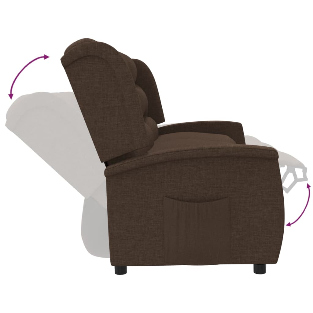 Fotoliu rabatabil cu 3 locuri, maro, material textil