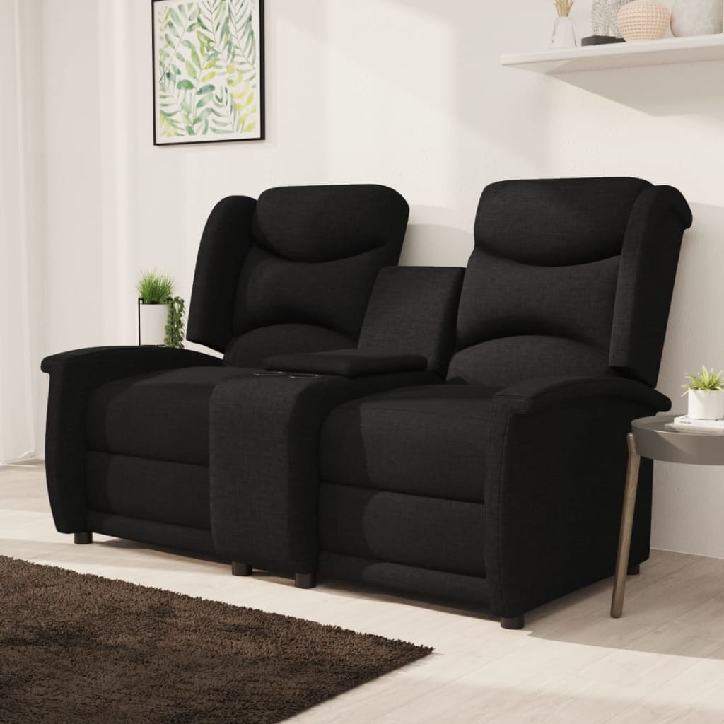 3084003 2 seater Reclining Chair with Cup Holders Black Fabric 338866 339148 339268