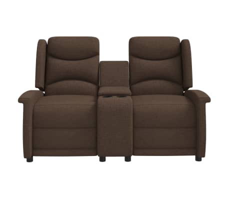 vidaXL 2-sits reclinerfåtölj med mugghållare brun tyg