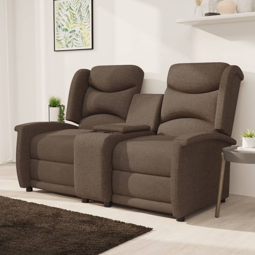 3084006 2 seater Reclining Chair with Cup Holders Taupe Fabric 338872 339151 339274