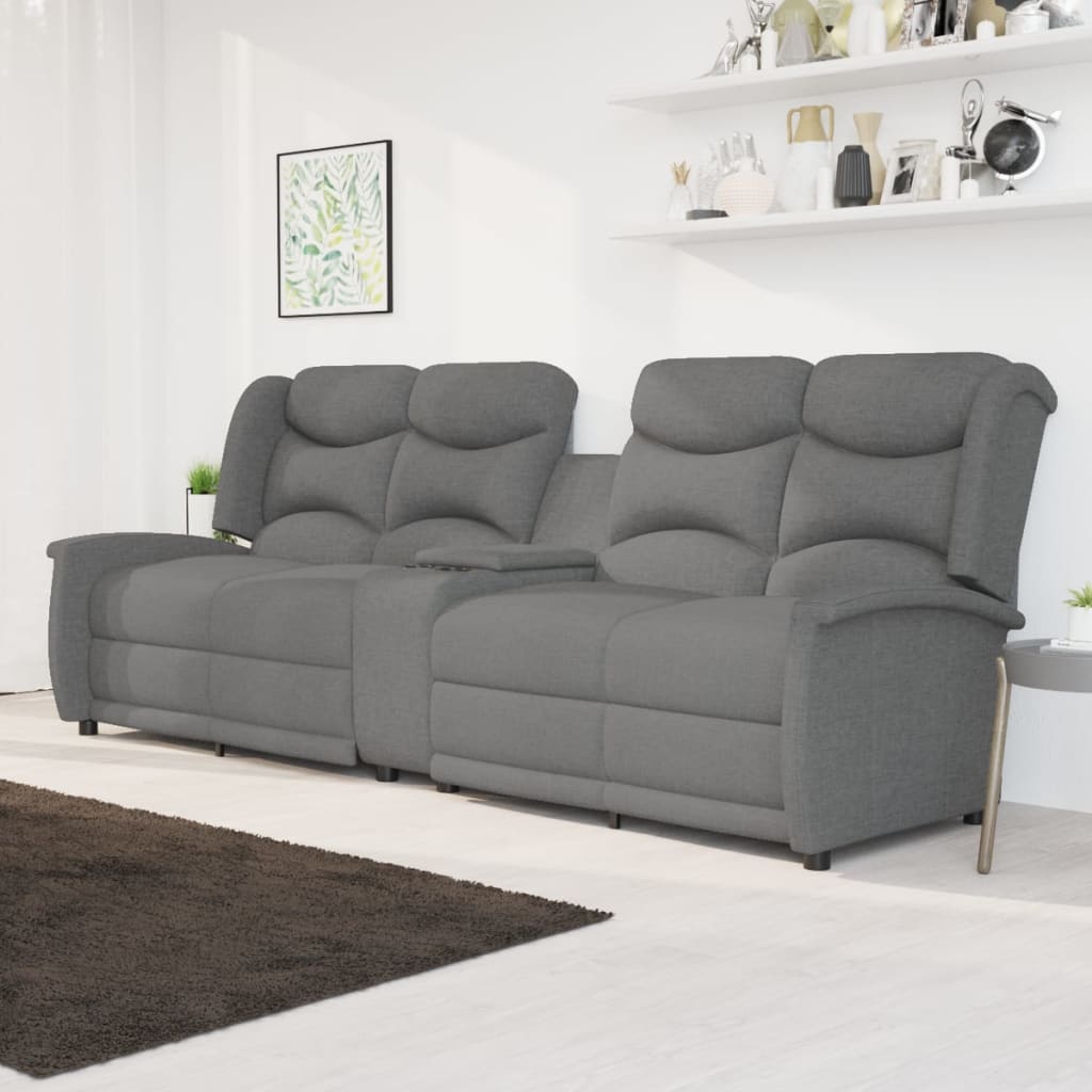 vidaXL Fotoliu rabatabil 4 locuri/suport de pahare gri deschis, textil vidaxl.ro