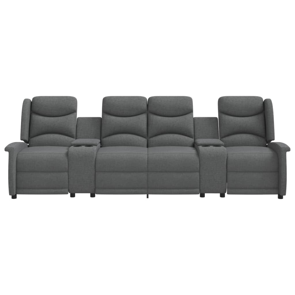 

vidaXL Fauteuil 4-zits verstelbaar met bekerhouders stof lichtgrijs
