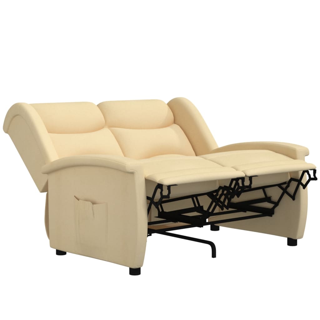 

vidaXL Fauteuil 2-zits verstelbaar microvezelstof crèmekleurig