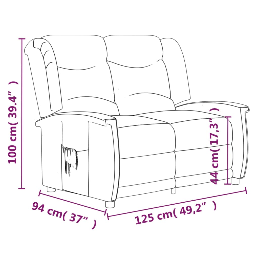 2-местен реклайнер, кремав, микрофибърен плат
