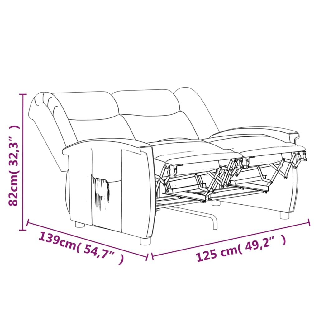 2-местен реклайнер, кремав, микрофибърен плат