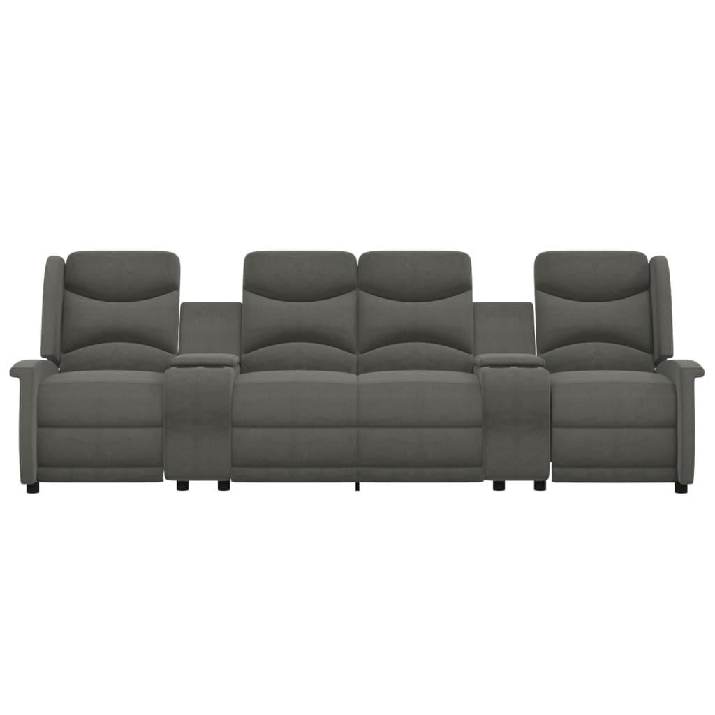 

vidaXL Fauteuil 4-zits verstelbaar met bekerhouders donkergrijs