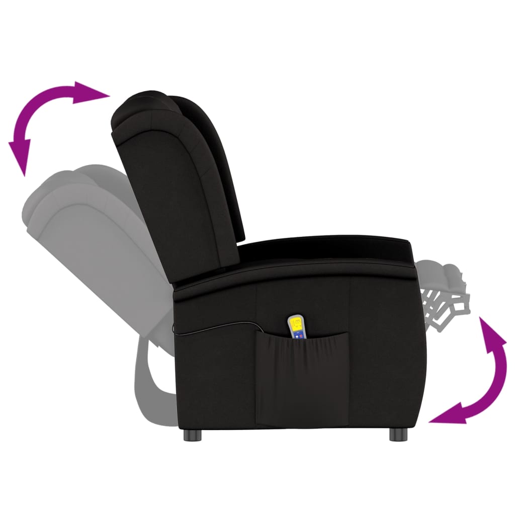 Fotoliu de masaj rabatabil cu 2 locuri, negru, microfibră