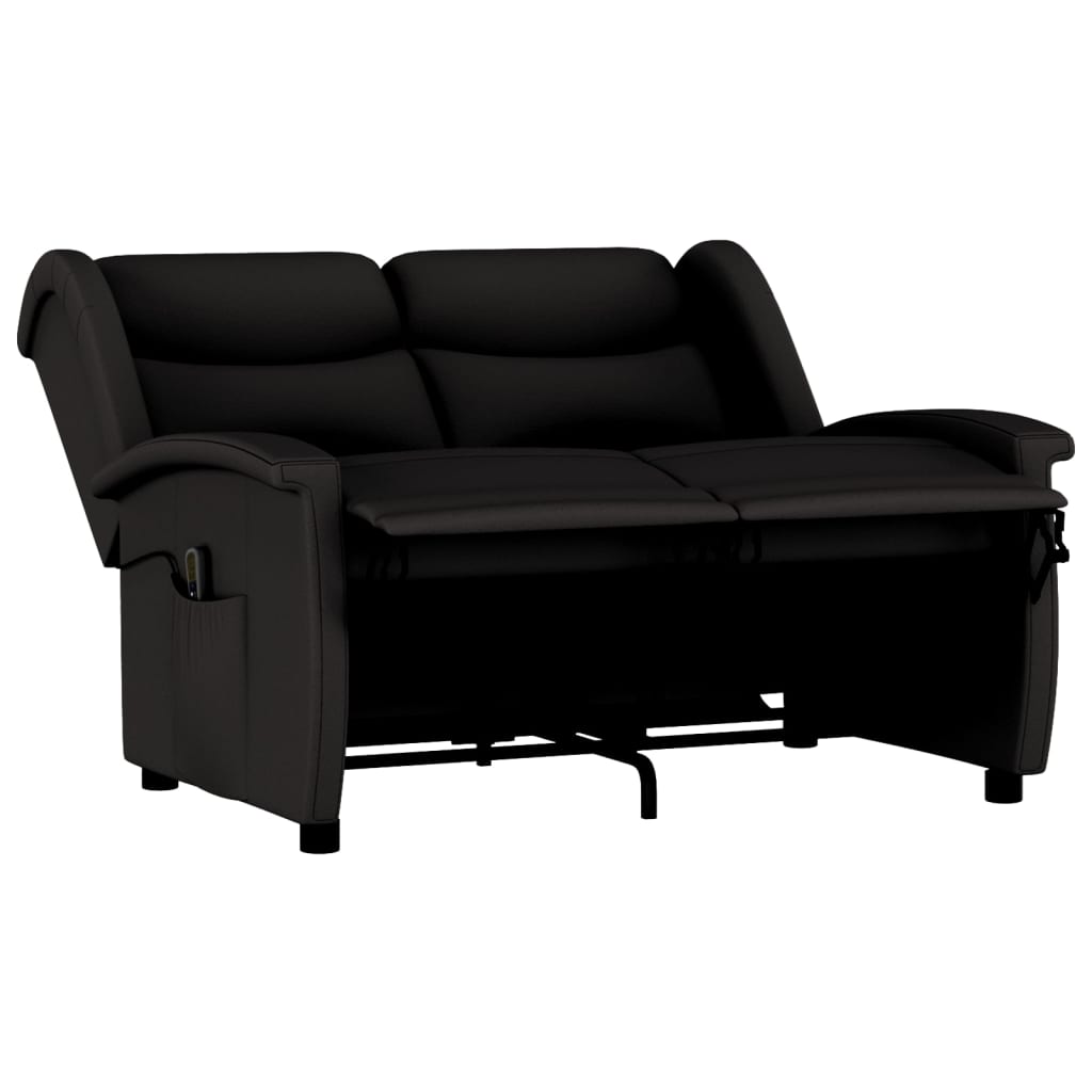 Fotoliu de masaj rabatabil cu 2 locuri, negru, microfibră