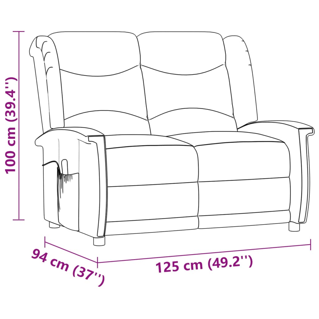 Fotoliu de masaj rabatabil cu 2 locuri, negru, microfibră