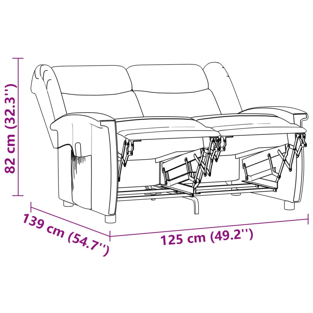 Fotoliu de masaj rabatabil cu 2 locuri, negru, microfibră