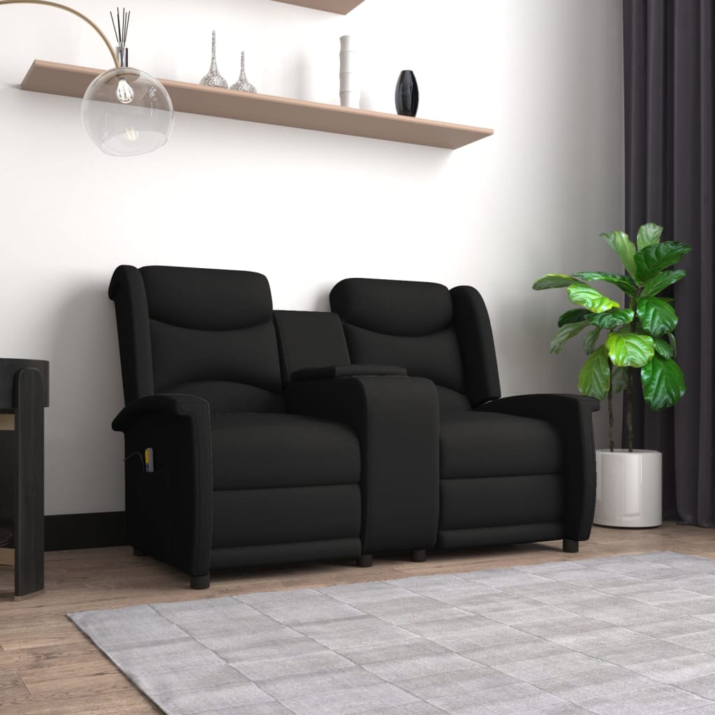 Fotoliu de masaj rabatabil cu 2 locuri/suport pahare, negru