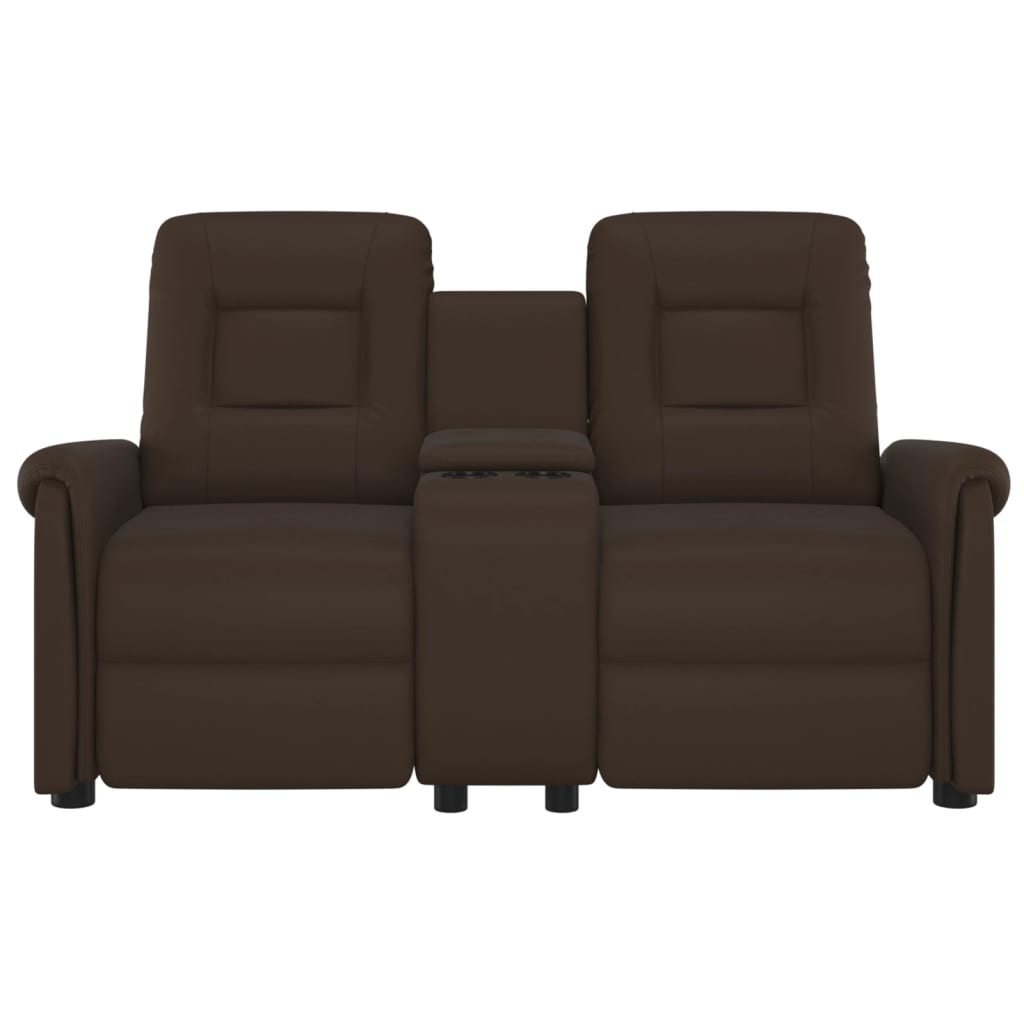 vidaXL 2-sits reclinerfåtölj med mugghållare brun konstläder