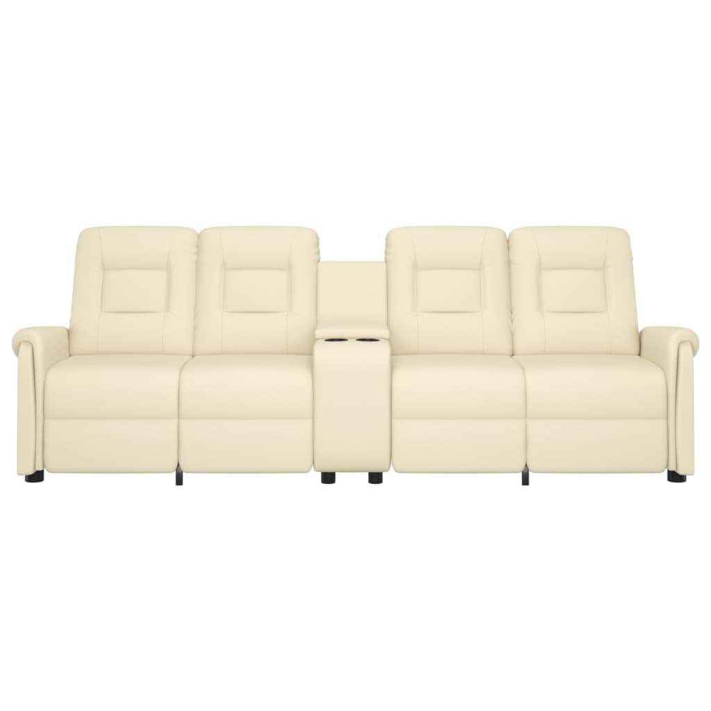 

vidaXL Fauteuil 4-zits verstelbaar met bekerhouder kunstleer crème