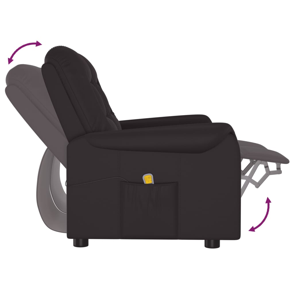 Fotoliu de masaj rabatabil cu 2 locuri, negru, piele ecologică