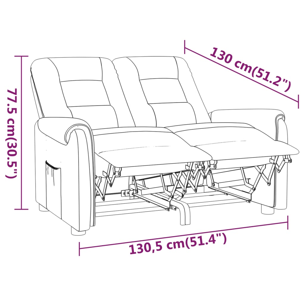 Fotoliu de masaj rabatabil cu 2 locuri, gri, piele ecologică