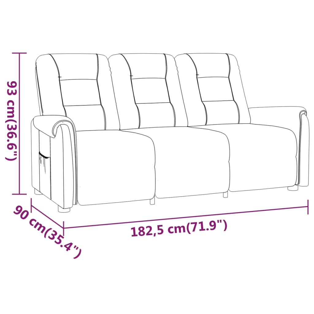 Fotoliu de masaj rabatabil cu 3 locuri, gri, piele ecologică