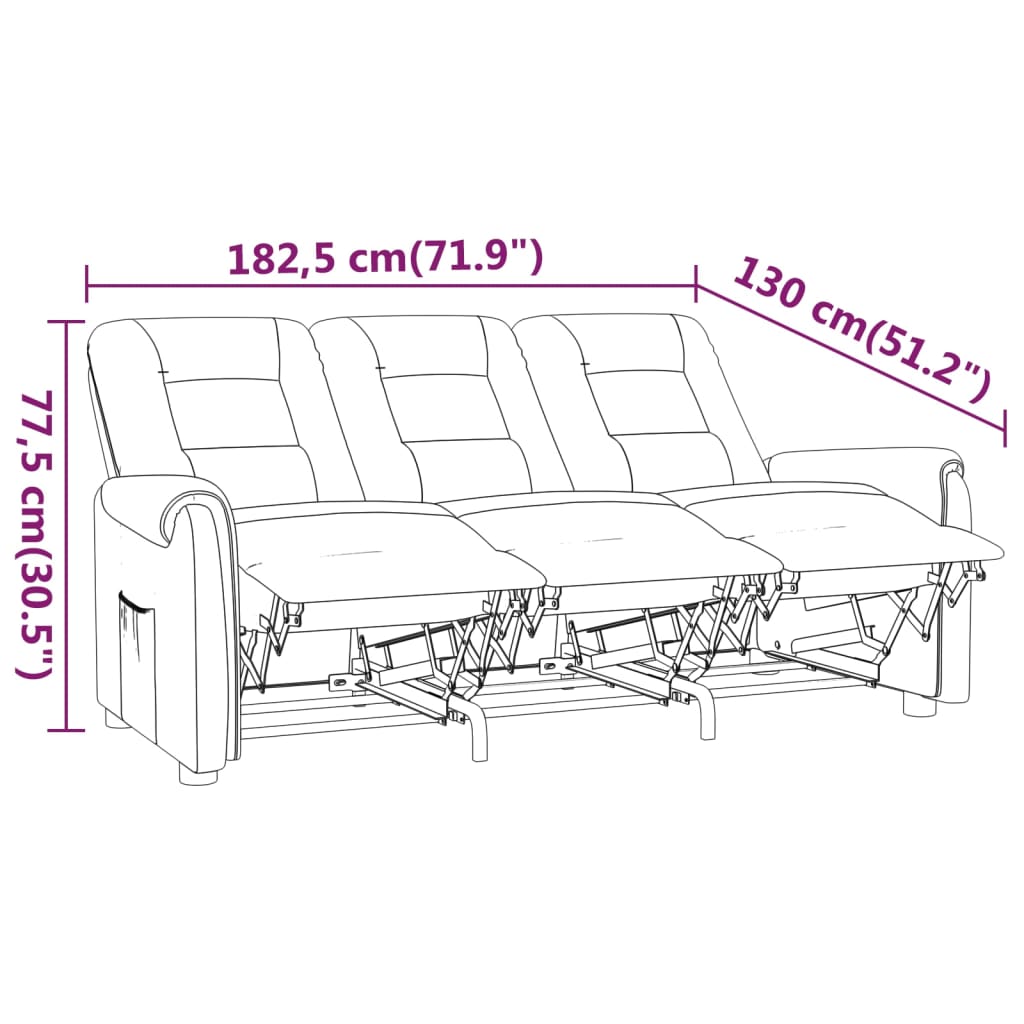 Fotoliu de masaj rabatabil cu 3 locuri, gri, piele ecologică