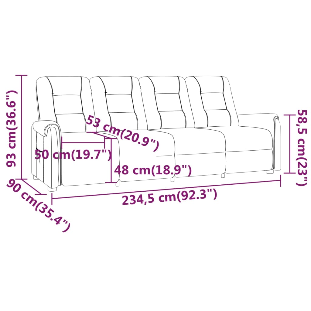 Fotoliu de masaj rabatabil cu 4 locuri, gri, piele ecologică
