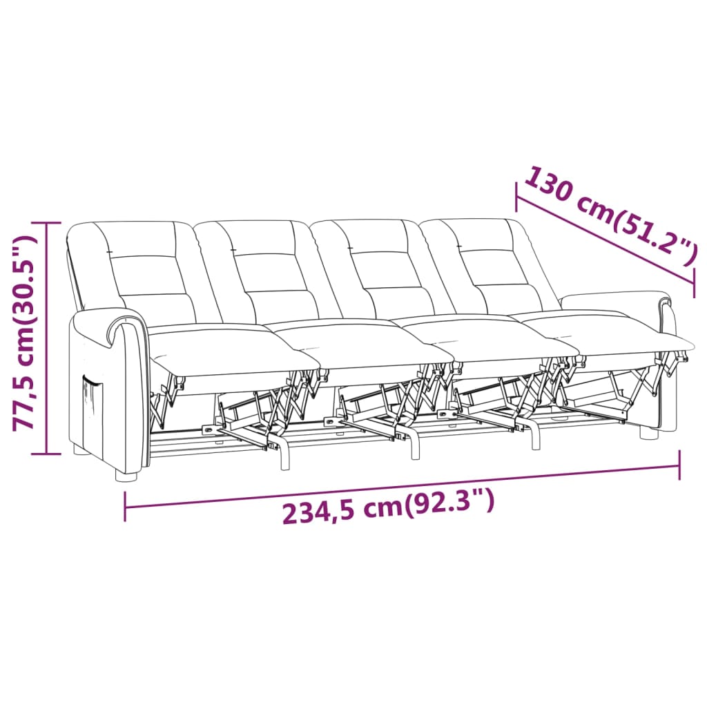 Fotoliu de masaj rabatabil cu 4 locuri, gri, piele ecologică