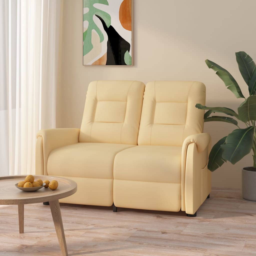 Relaxsofa 2-Sitzer Creme Mikrofasergewebe