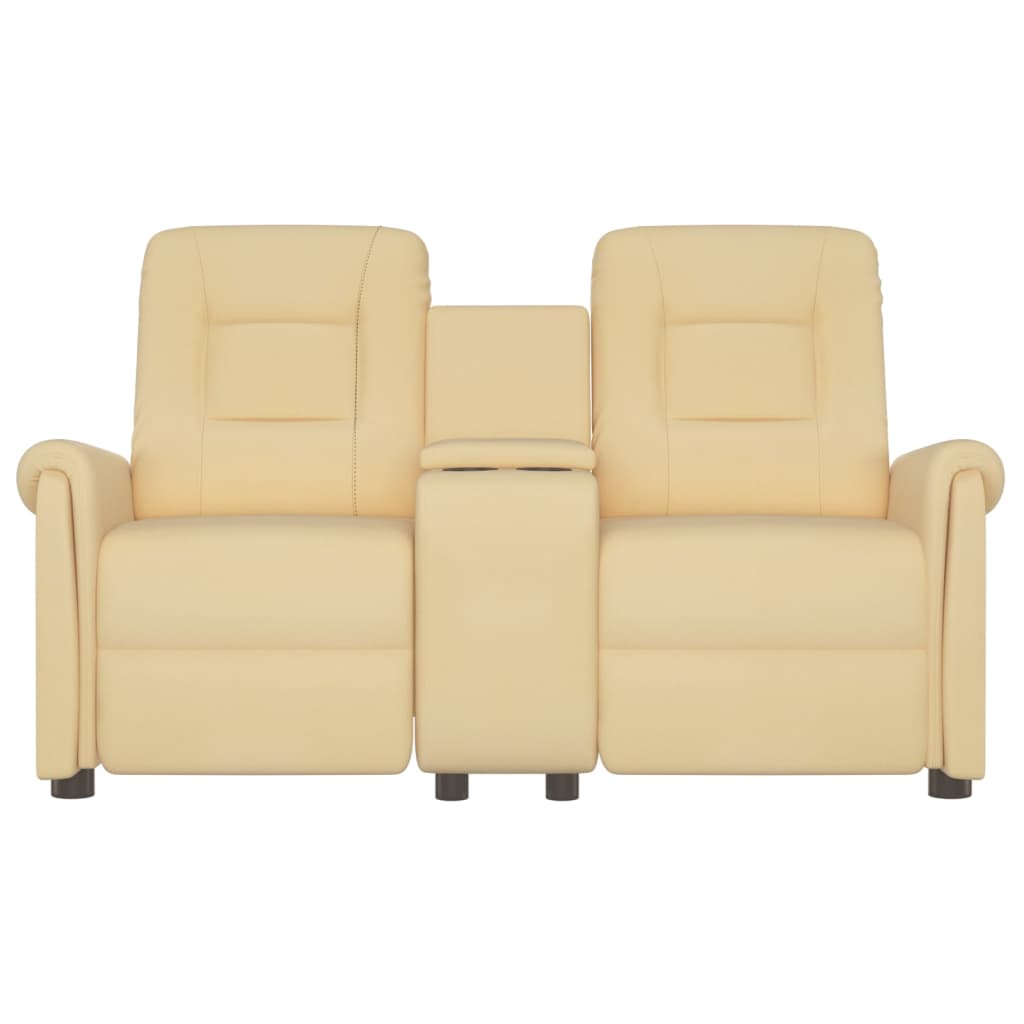 

vidaXL Fauteuil 2-zits verstelbaar met bekerhouder crèmekleurig
