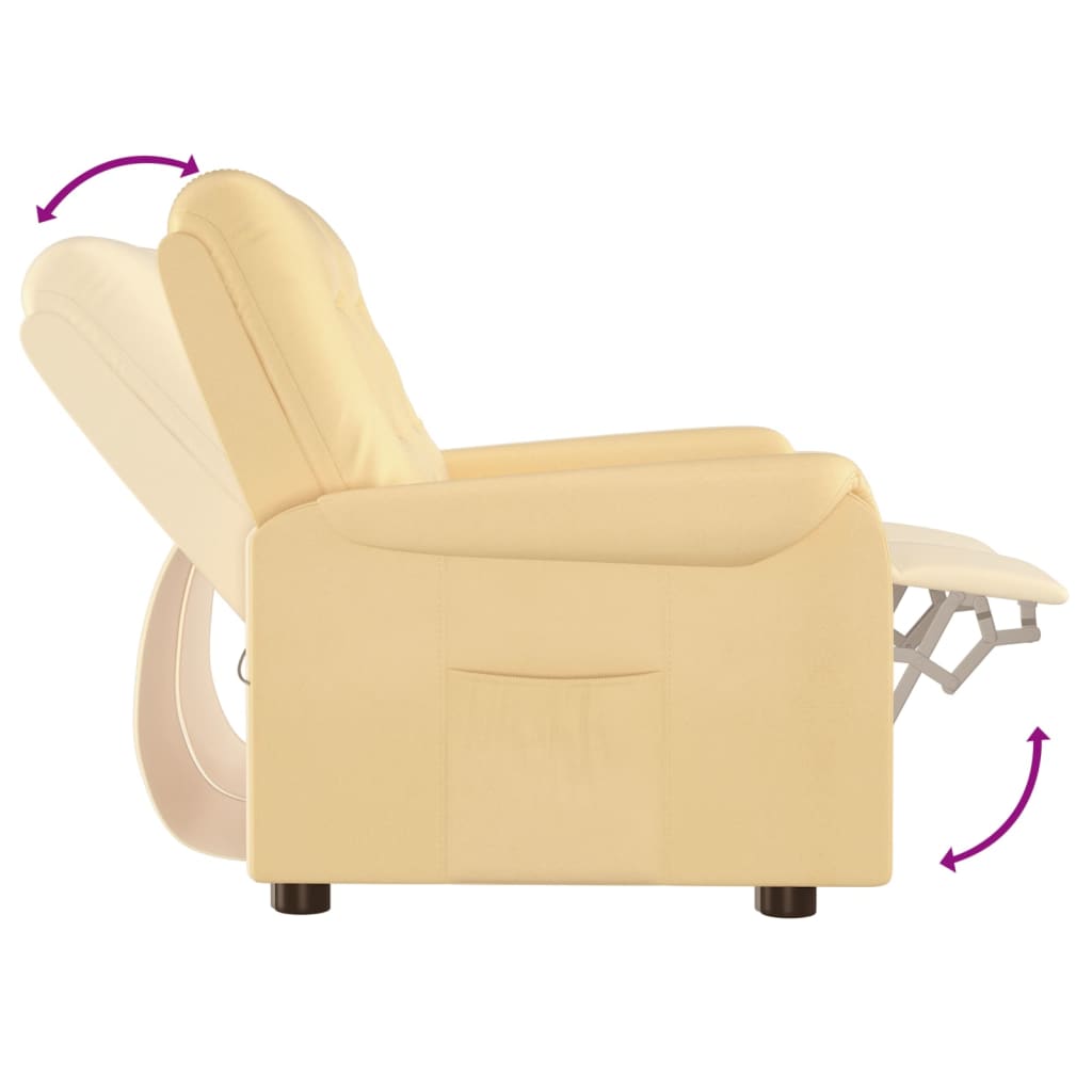 kétszemélyes krémszínű szövet dönthető masszázsfotel