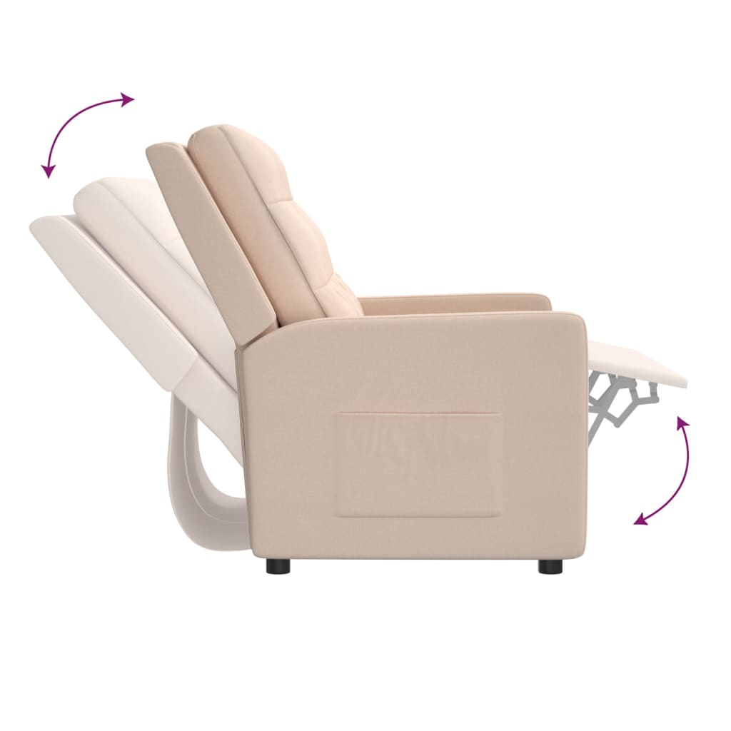 Fotoliu rabatabil cu 2 locuri, crem, textil