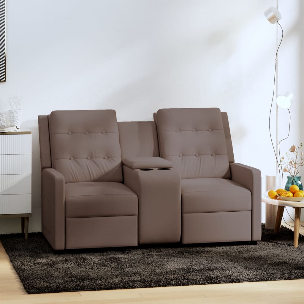 vida XL Relaxsofa 2-Sitzer mit Getränkehaltern Taupe Stoff