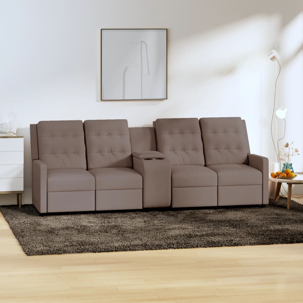 vidaXL Fotoliu rabatabil cu 4 locuri/suport pahar, gri taupe, textil vidaxl.ro